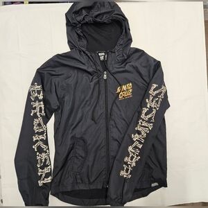 Santa Cruz X Broken Promices Black Windbreaker with Skeleton Sleeve Design